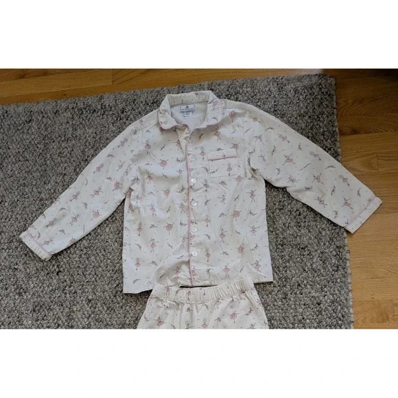 Petite Plume Classic Pajamas Set Flannel Button Down Ballerina Girls 10 - Picture 4 of 10